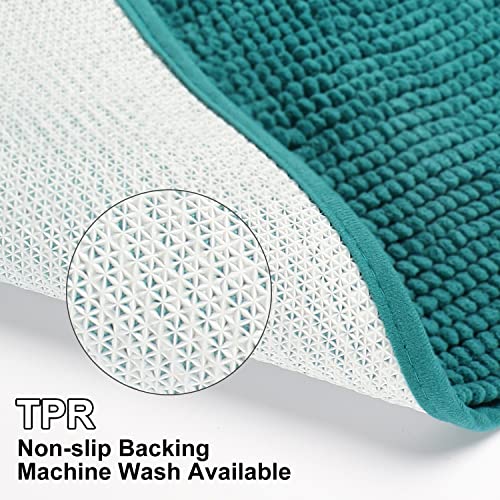 Urvoix 3 Pieces Bathroom Rugs Set, Non-Slip Chenille Bath Rug, Ultra Soft And Super Absorbent Bath Mat For Bathroom, Toilet And Tub (Teal) #TOP3