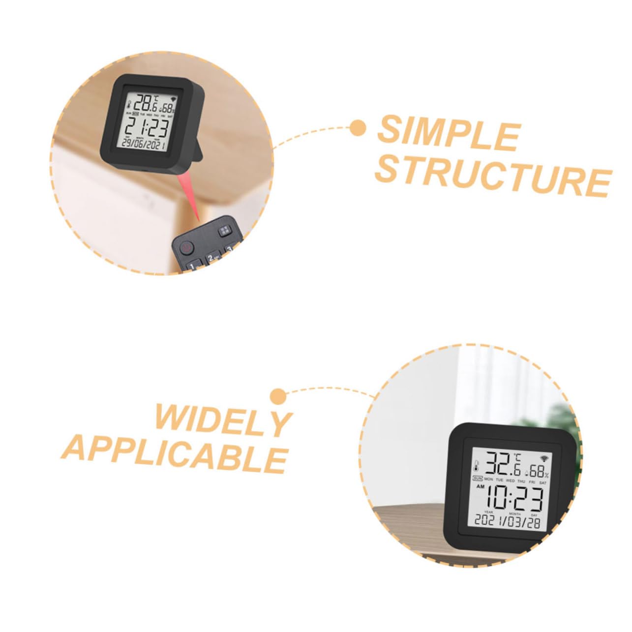Termometro Digitale Per Misurazione Di Temperatura e Umidità Ambienti Interni Intelligente Con Display LCD e Controllo Remoto Tramite App Alimentazione