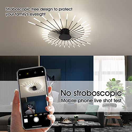 Lustre plafonnier LED moderne 42 têtes acrylique et design noir
