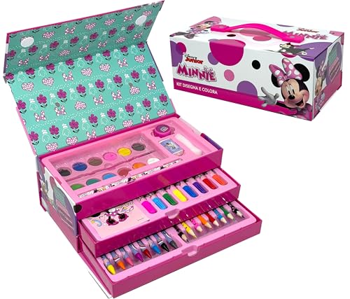 Clondo Maletín De Colores Para Niñas Con Rotuladores Con 52 Piezas, Para Minni Fan, Ceras, Kit Dibujo Y Pintura, Idea Regalo Niña