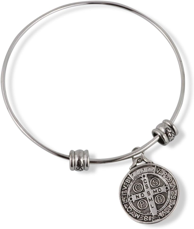 San Benito Bracelet | St Benedict Medals are Great Catholic Gifts or Confirmation Gifts and Medalla de san Benito a Stainless Steel Bangle for Sensitive Skin a Saint Benedict Bracelet for Men or Women - Image 5