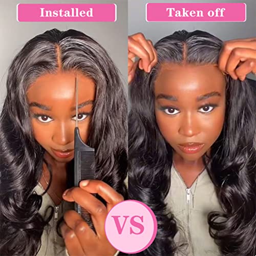 Cixhygsa Glueless Wear And Go Lace Front Wigs Human Hair Pre Plucked Glueless Wigs For Black Women Body Wave 13X4 Body Wave Lace Frontal Wear And Go Human Hair Wigs For Beginners 180% Density (14 Inch) #TOP1