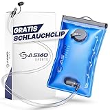 SASMO Sports® Trinkblase 2l mit Magnet Schlauchclip | Wasserblase BPA FREI & GESCHMACKSNEUTRAL | Trinkbeutel mit 2 ÖFFNUNGEN für Rucksack zum Laufen, Wandern, Fahrradfahren & Camping