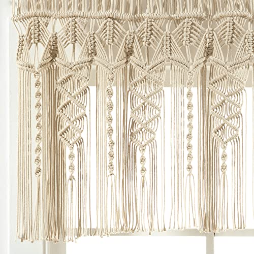 Cenefa de algodón de macramé bohemio de 127x50.8 cm neutro para cocina 6