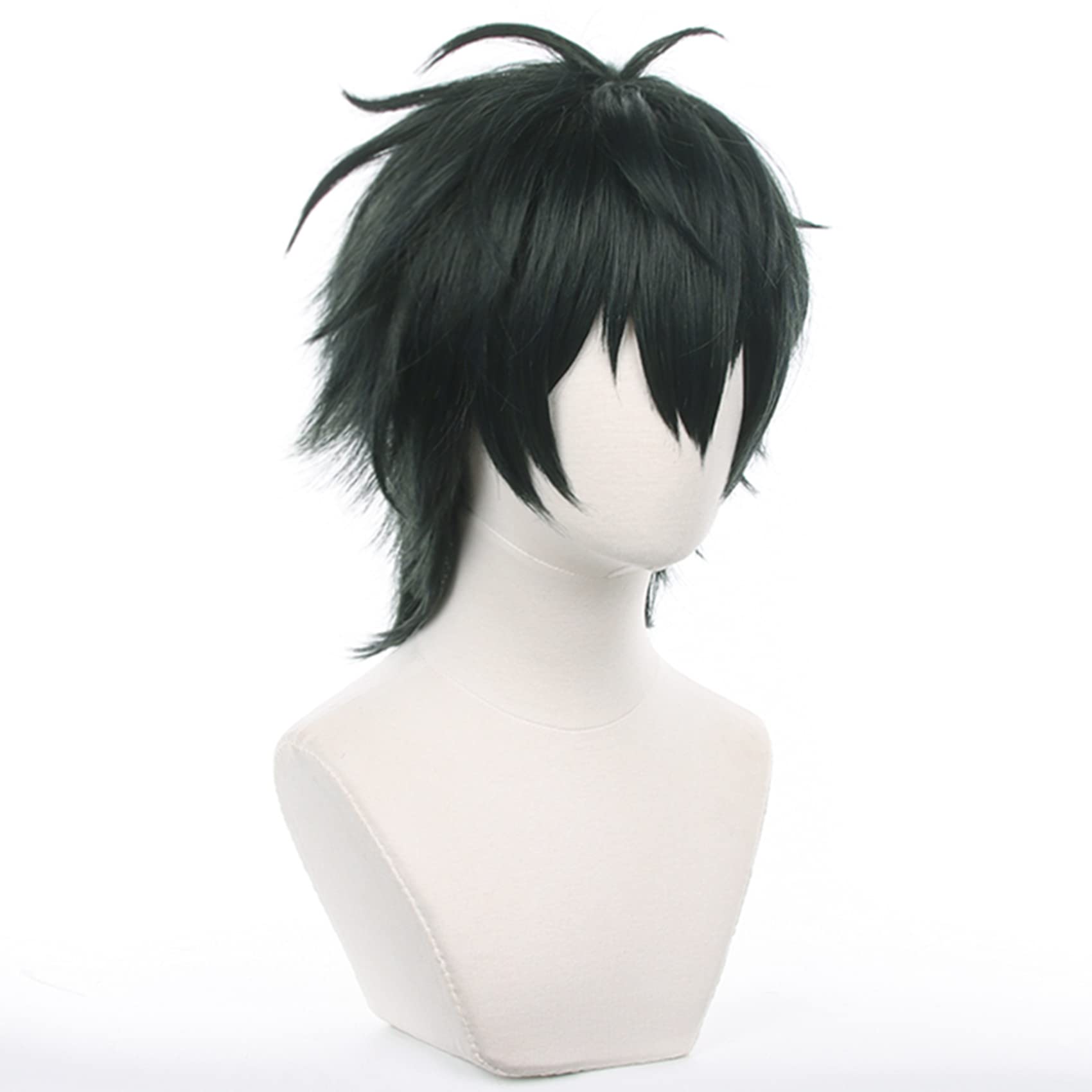 Men Dark Green Short Cosplay Wig Kagehira Mika Wig with Heat Resistant Synthetic for Halloween Comic Con Daily Use Replacement Wigs - Image 4