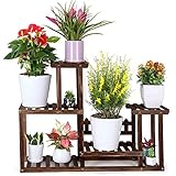 FOLDIFY Pine Wood Plant Stand Indoor Outdoor Multiple Flower Pot Holder Shelf Rack Higher and Lower...