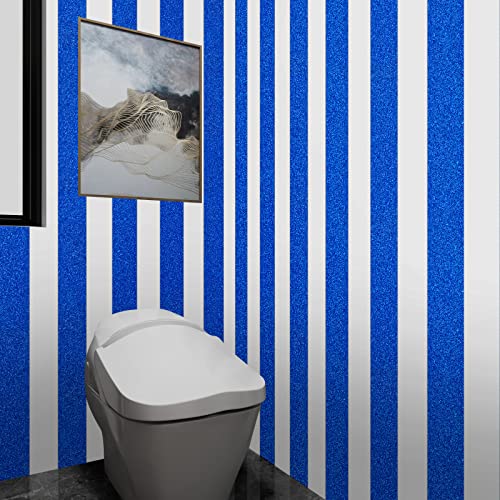 Stickyart Blue Peel And Stick Wall Self Adhesive Sparkle Wallpaper Removable Fabric Glitter Wallpaper For Bedroom Bathroom Walls Glitter Contact Paper Gift Wrapping Diy Party Decorations 3.94"X160" #TOP3