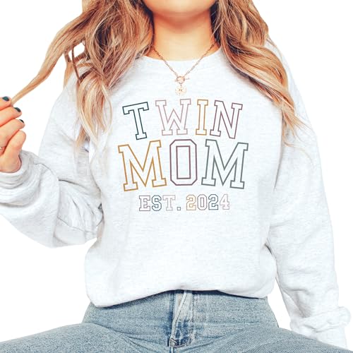 Retro Twin Mom Est Sweatshirt - Mom Established - Custom Year - Personalized Mama Sweater - New Mom To Be Gift - Unisex Crewneck Sweatshirt4