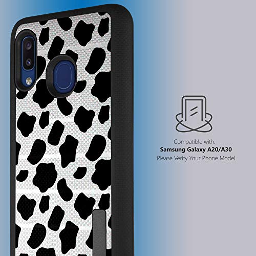 CasesOnDeck Case Compatible with Samsung Galaxy A20 / Galaxy A30 [Grip Tactical] Hybrid Design Case with Rubberized Exterior and Dual Layers (Cow Print)