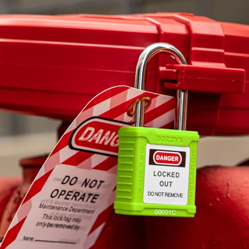 Image of Lockout Tagout Locks with 2 Master Keys|12-Pack Green OSHA Loto Lock|Keyed Different & Laser Coding|Lock Out Padlock Kits for Machinery & Electrical Panels