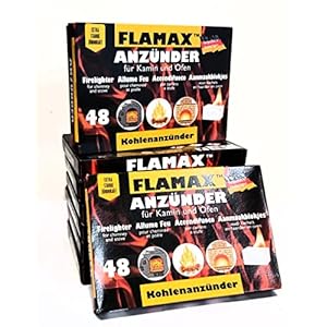 8x 48er Pack Kohlenanzünder + 1 GRATIS STURMFEUERZEUG! Anzündwürfel Grillanzünder Kaminanzünder Ofenanzünder (gesamt 384…