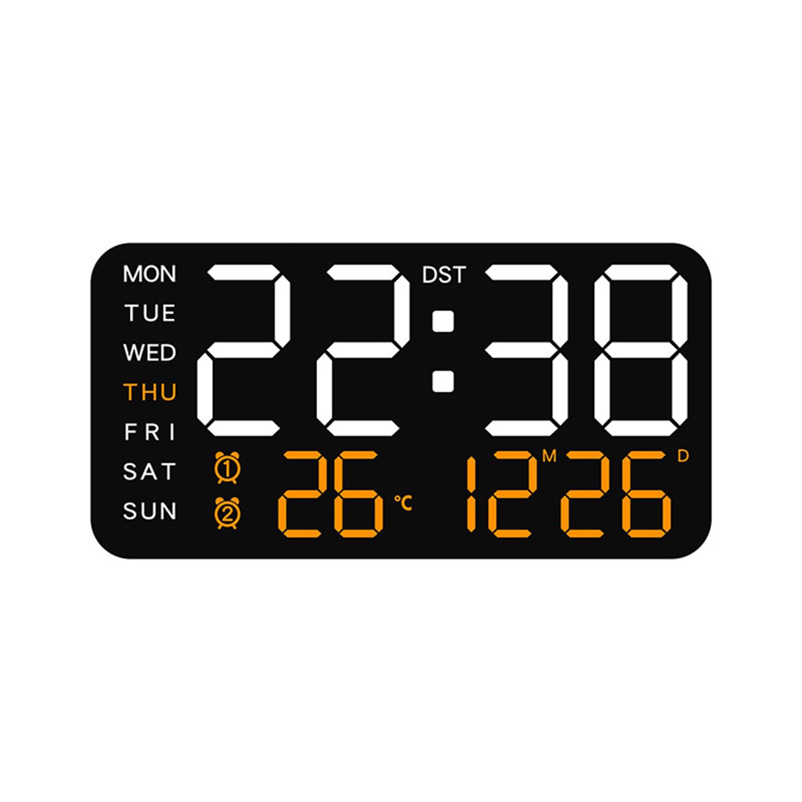 Msioytog Black Shell Led Digital Wall Clock Large Display Alarm Clock Perfect For Home Gym Decors And Senior Time Management Led Digital Wall