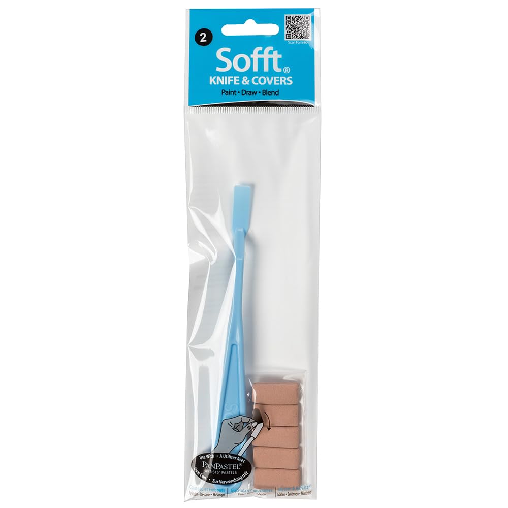 PanPastel Sofft Artists Sponge Covers No2 Flat with Knife, Charcoal, Blue, 6 Piece Set