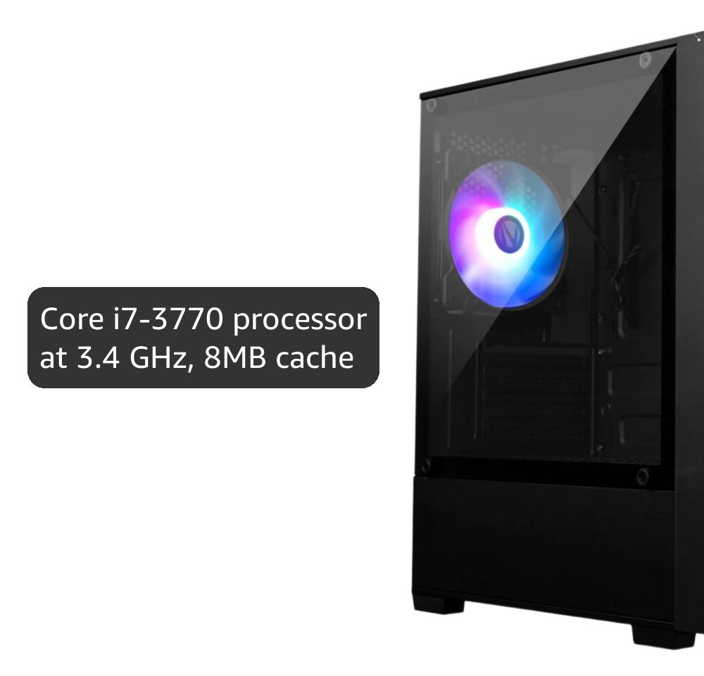 METHEI Gaming Desktop Computer, (Core i7-3770 3.4 GHz // 16 GB DDR3 RAM // 512 GB SSD // GT 730 4 GB Graphics // RGB Cabinet // Windows 10)