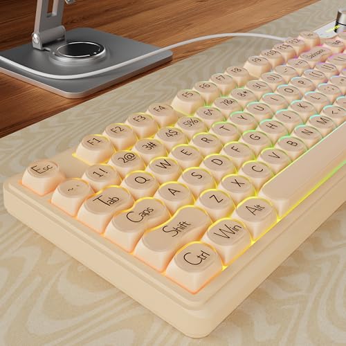 EWEADN V102 Wired Keyboard, 98 Keys Creamy Gaming Keyboard with Number Pad, Display Screen & Media...