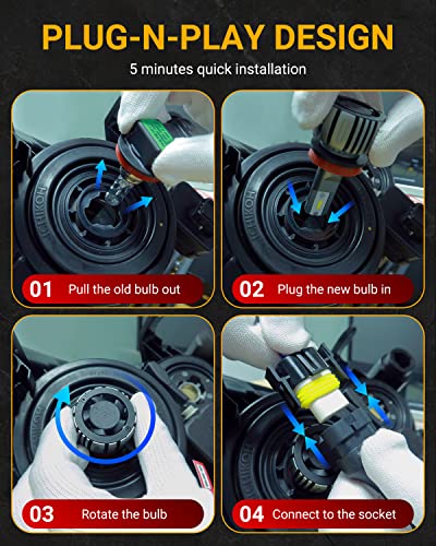 Exway H11/H9/H8 9005/Hb3 Led Headlight Bulbs Combo, 32000Lm 400% Brighter 6500K Cool White Headlight Conversion Kits, High And Low Beam Led Headlights, Plug And Play, Pack Of 4 #TOP5