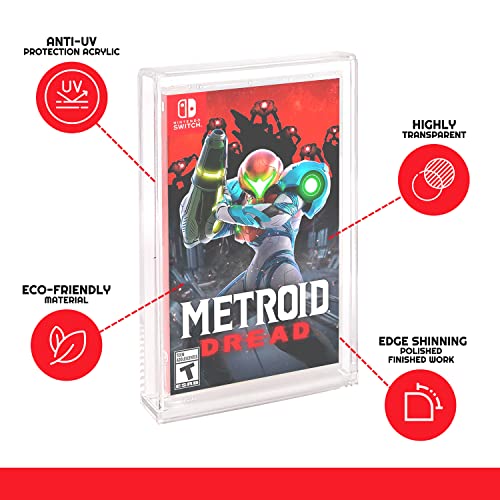 Image of EVORETRO Acrylic Display Case Compatible for Nintendo Switch Games - Clear Game Box Protector with UV Protection - 4MM Thick Protective Case for Retro Nintendo Switch Sports Game (Pack of 2)