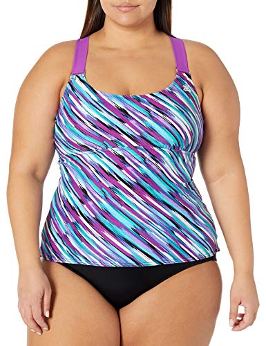 ZeroXposure Womens Wide Strap Tankini Top Sport Swimsuit Swimwear Tank Top Beet, 20W