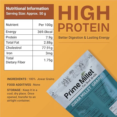 Image of Prime Millets Organic Multi Millet Flour | Whole Jowar Grain |Pack of 2 (750g Each) | High Fiber | Healthy Digestive Meals | Premium Quality