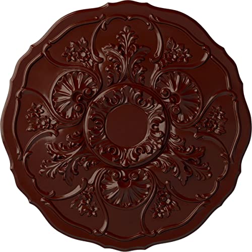 Image of Ekena Millwork CM22CNBMF 22 OD x 1 1 /2 P Cornelia Ceiling Medallion (fits Canopies up to 4 inch), Hand-Painted, Brushed Mahogany