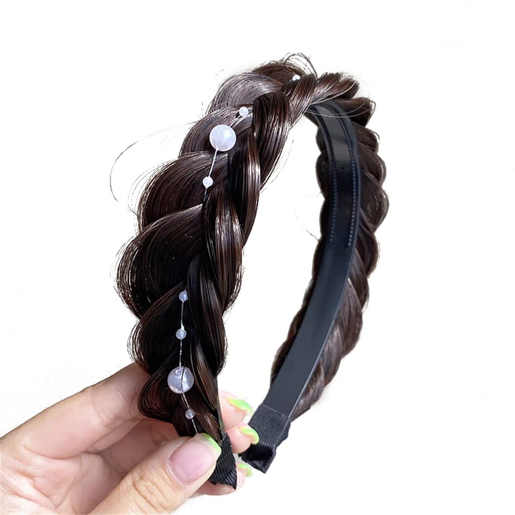 on-slip Headbands Braided Twisted Hairbands Pearl Head Bands For Women Headwear BROWN BEADS (B0BYDXFSN4) Amazon Price History, Amazon Price Tracker
