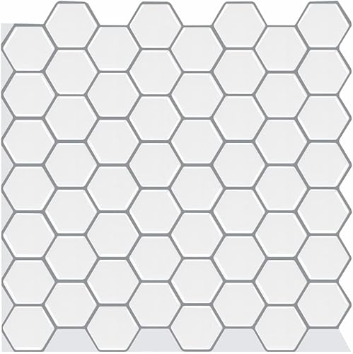 Azulejos de mármol 3D para despegar y pegar (mármol hexagonal, marrón, beige, 10 unidadespaquete) para cocina, baño, detalles de pared. 12 x 12