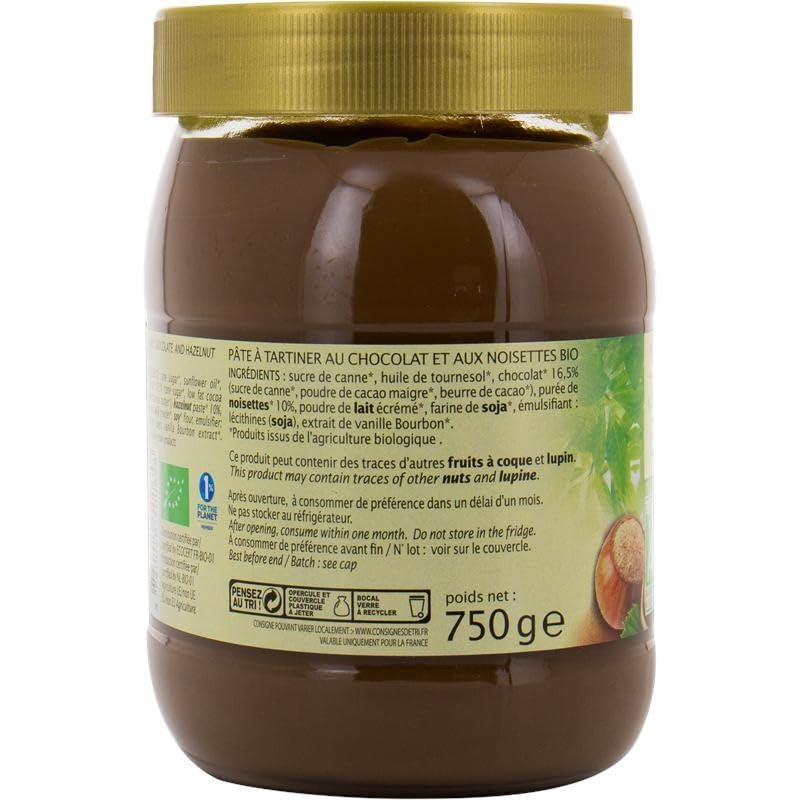 Délice Gourmand : Pâte à Tartiner Noisette et Cacao Bio 750g de Jardin Bio Étic - Saveur Naturelle - Diététique et Nutrition_succulente - Le Lot De 3