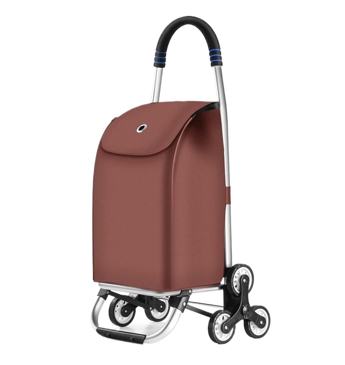 SBZIOJHDR foldable shopping trolley， Folding Shopping Trolley with Removable Oxford Cloth Bag for Laundry Grocery(Brown,6 wheels)