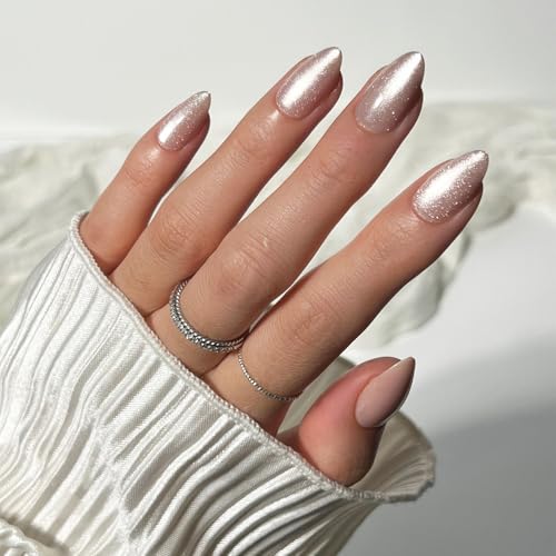 Glamnetic Press On Nails - The Vow | Short Almond Fake Nails, Nud...