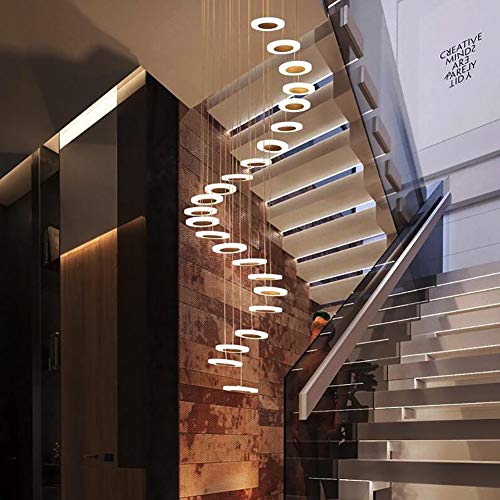 Lustre d'escalier en colimaçon à LED blanche pour entrée de villa