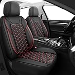 Carseatcover-UK Luxury PRESTIGE Quilted PU Leather Front Car Seat Covers, Red and Black, Airbag Safe, Universal