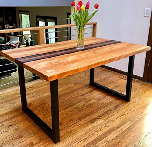 DR.IRON Metal Black Table Legs 28''H*24''W, Heavy Duty Desk Legs for Dinning, Coffee, Kitchen Table (Without Boards), Set of 2