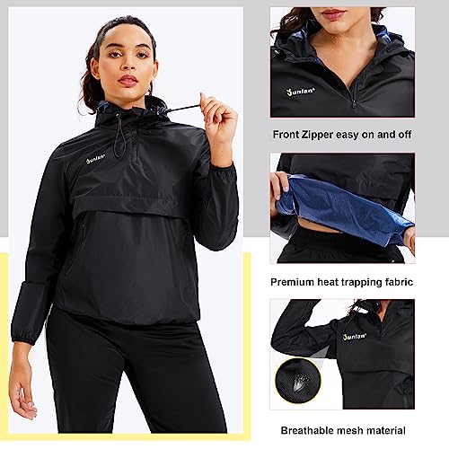 Image of Junlan Sauna Suit for Women Sweat Sauna Pants Sweat Jacket Gym Workout Vest Sweat Suits for Women