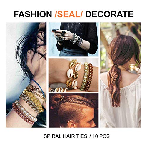 Image of 10Pcs Spiral Hair Ties No Crease For Women Girls, Elastic Coil Hair Ties For Thick Hair, Phone Cord Hair Ties Waterproof, Hair Coils, Key Chain Hair Ties, Colorful Ponytail Holder For Children