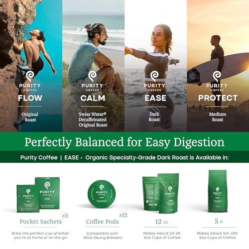 Purity Coffee Ease Dark Roast Low Acid Organic Coffee - Usda Certified Organic Specialty Grade Arabica Whole Bean Coffee thumb #3
