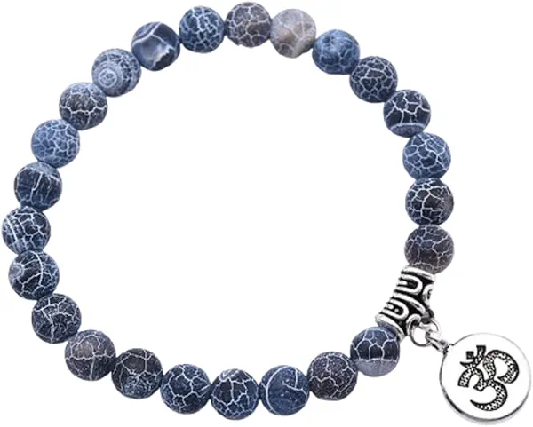 om Pendant Charm Mala Yoga Bracelet with Natural Healing Stone Beads Stretch Bracelet Handmade Jewelry for Men or Women