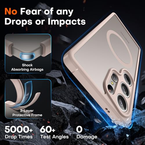 Image of TOCOL Magnetic Only for Samsung Galaxy S25 Ultra Case, Upgraded Full Camera Protection, Compatible with Magsafe, Drop Protection, Matte Back Cover for Samsung Galaxy S25 Ultra 6.9-Inch (Desert)