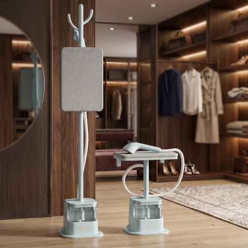 Image of Toree Standing Garment Steamer for clothes -2000 Watts power, 1.8LTR water tank, 3 steam settings, up to 40 g /min steam output, Adjustable Iron board & Pole -Blue