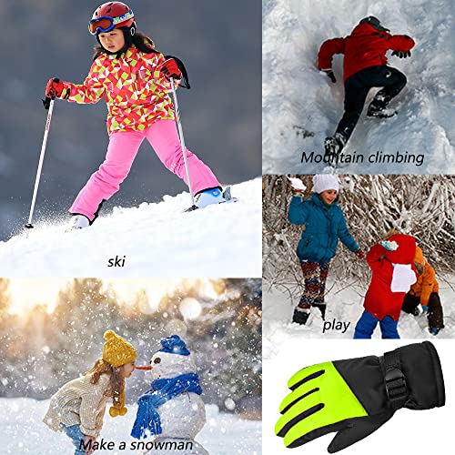 BABOBY Luvas quentes para crianças, luvas impermeáveis para jovens, luvas quentes para neve, com fiv