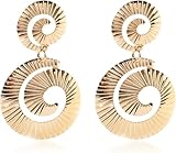 TYIM7 Pendientes retro en espiral de aleación bohemia 6,5 x 4 cm .at7