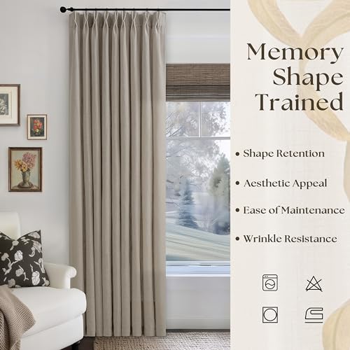Image of Taupe 84 Inches Long 60 Inch Wide Curtains Pinch Pleated Semi Sheer