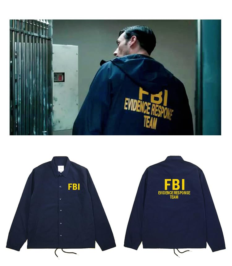 FBI overalls, American-Style FBI Windbreaker, Unisex Sports Coach Jacket, Nylon Cardigan Windbreaker for Outdoor Activities4