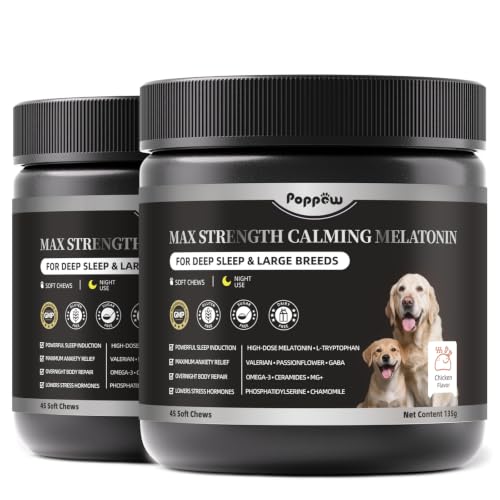 POPPAW Melatonin for Dogs - Advanced Dog Calming Chews for Restful Sleep & Emotional Support