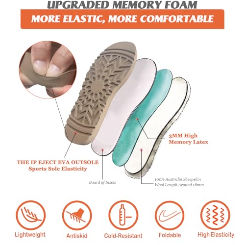 Mel&Syd 100% Australian Sheepskin Moccasin Slippers for Women/Men - Loafers Slip On Mini Boots - Lightweight Memory Foam Winter House Shoes - Comfy Shearling Snow Boots for Cold with Fluffy Collar4