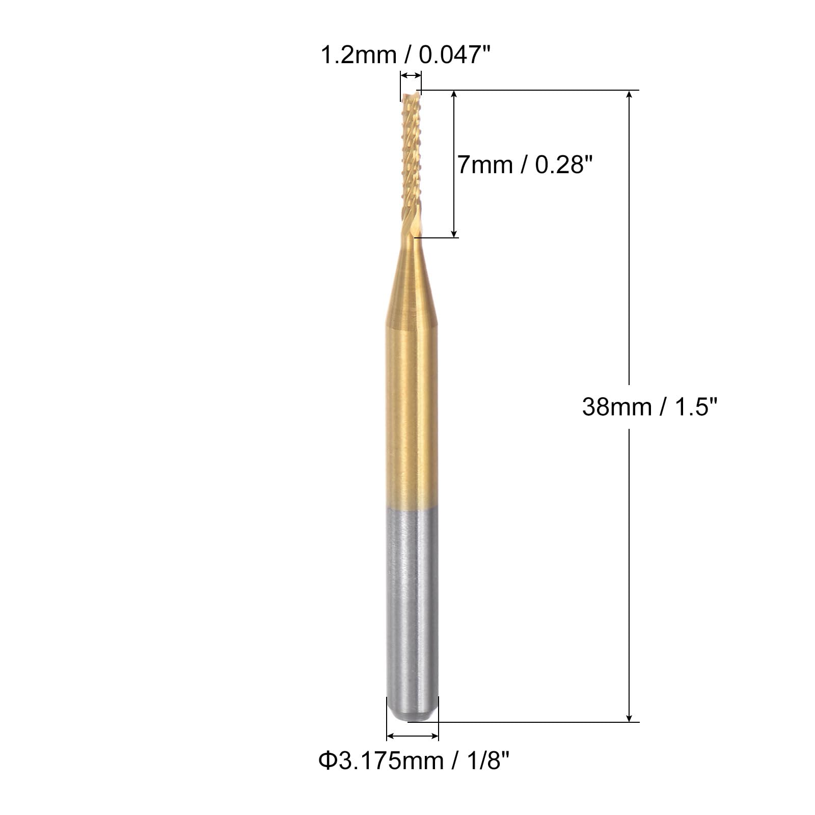 QUARKZMAN 10Pcs Fraises en Carbure de Tungstène Revêtu de Titane de 1,2 mm pour Gravure et Fraisage CNC Sur Machine PCB, Queue de 3,175 mm