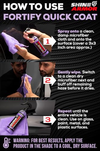 Image of Shine Armor Car Detailing Bundle - Fortify Quick Coat Ceramic Waterless Wash & Interior Cleaner - Complete Automotive Care Kit for Mirror Shine Paint Protection & Deep Interior Cleaning - 2 Pack