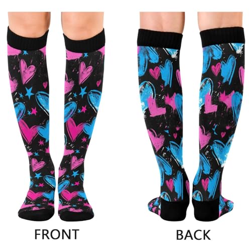 Image of Nander Funny Llama Cactus Compression Socks Women Men for (20-30mmHg) Athletic Sports,Running,Travel Knee High Stockings