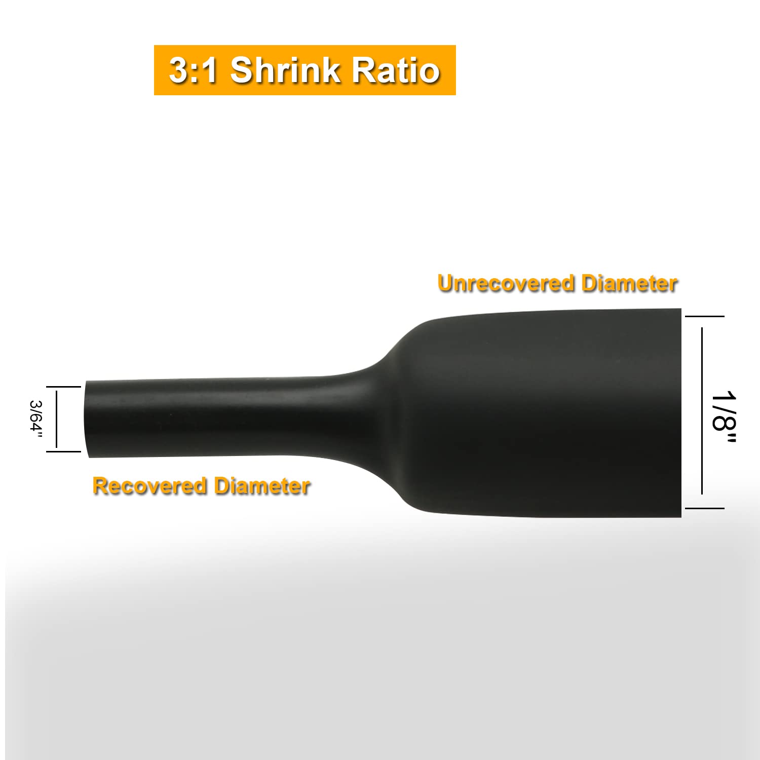 TKDMR Gaine thermorétractable de qualité marine, rapport de 3:1, 20,3 cm – Tube isolant doublé adhésif contre l'humidité, la corrosion et les fuites d'air, noir