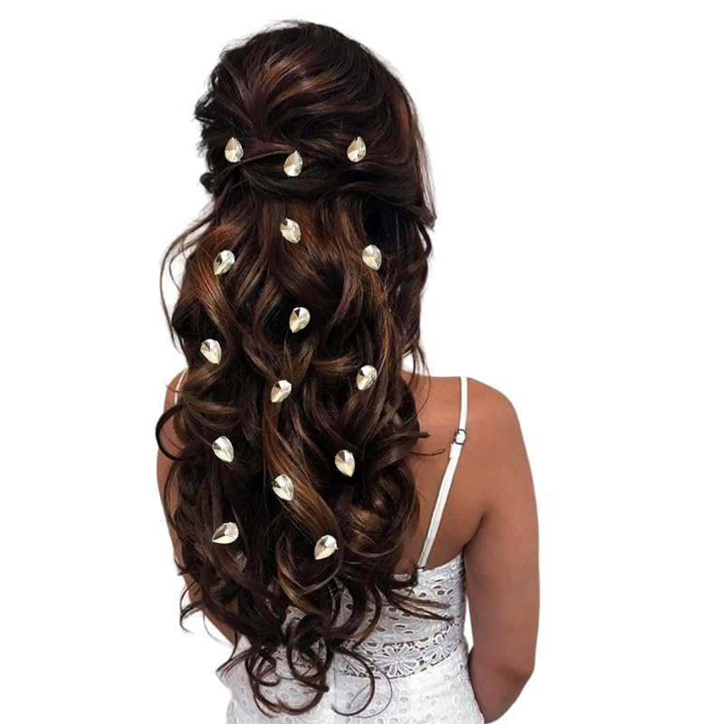 HAIR FLARE Drop Shaped Hair Stickers: 15-Piece Pack of No-Pin, No-Clip Stick-On for Effortless DIY Hair-styling – 2762, Silver