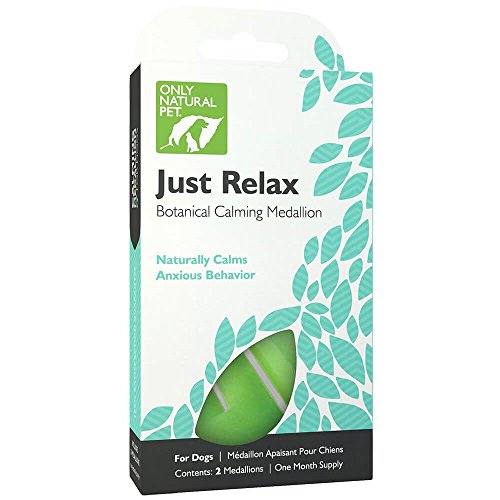 Only Natural Pet Just Relax Botanical Calming Collar Medallion for Dogs, Anxiety Relief/Calming with Essential Oils - Each Box Contains 2 Medallions (1 Month Supply)